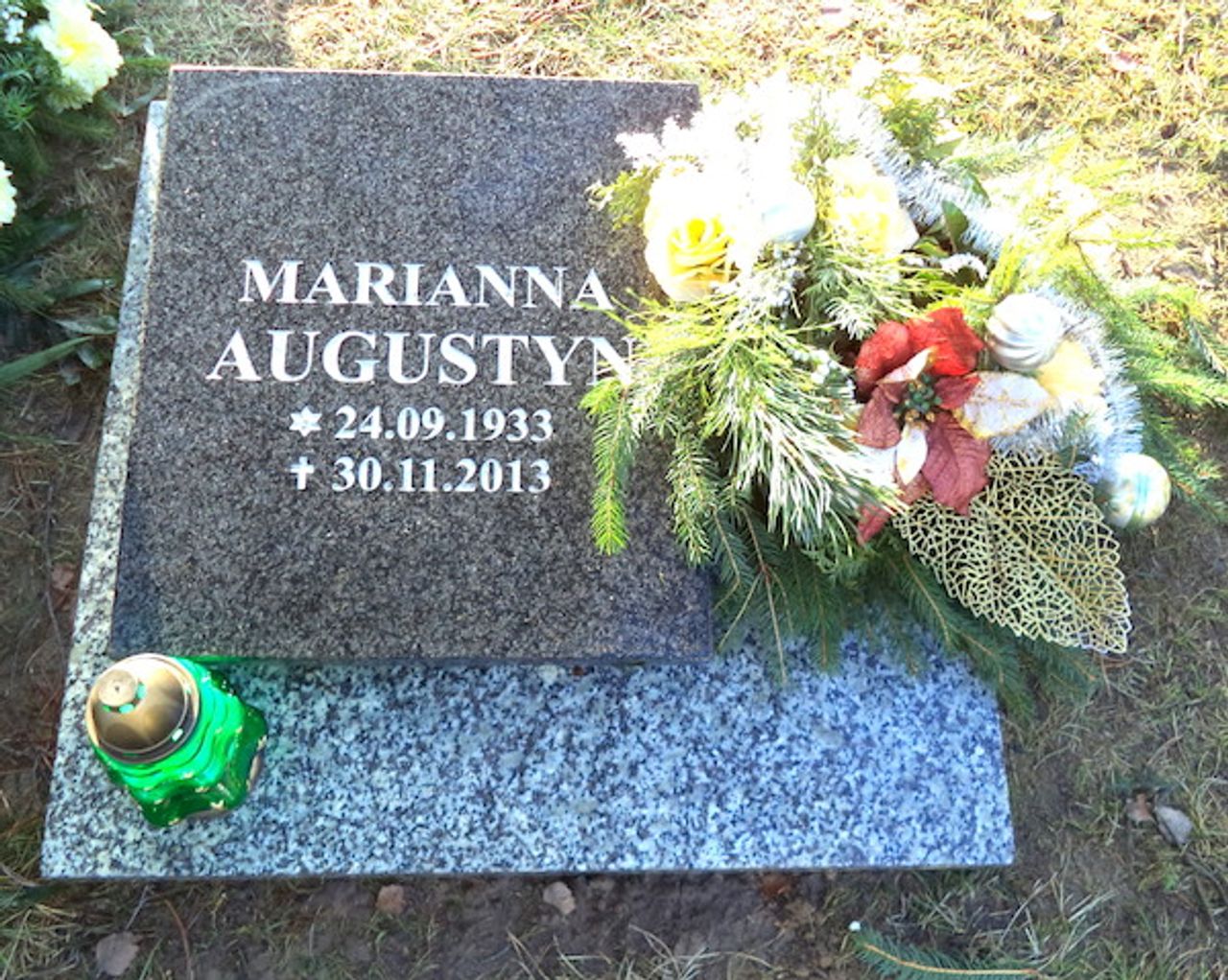 <p>" Gdyby miłość mogła uzdrawiać, a łzy wskrzeszać, byłabyś z nami"</p>
<h4>śp. MARIANNIE AUGUSTYN</h4>
<p>ostatnie pożegnanie</p>
<p>rodzina</p>