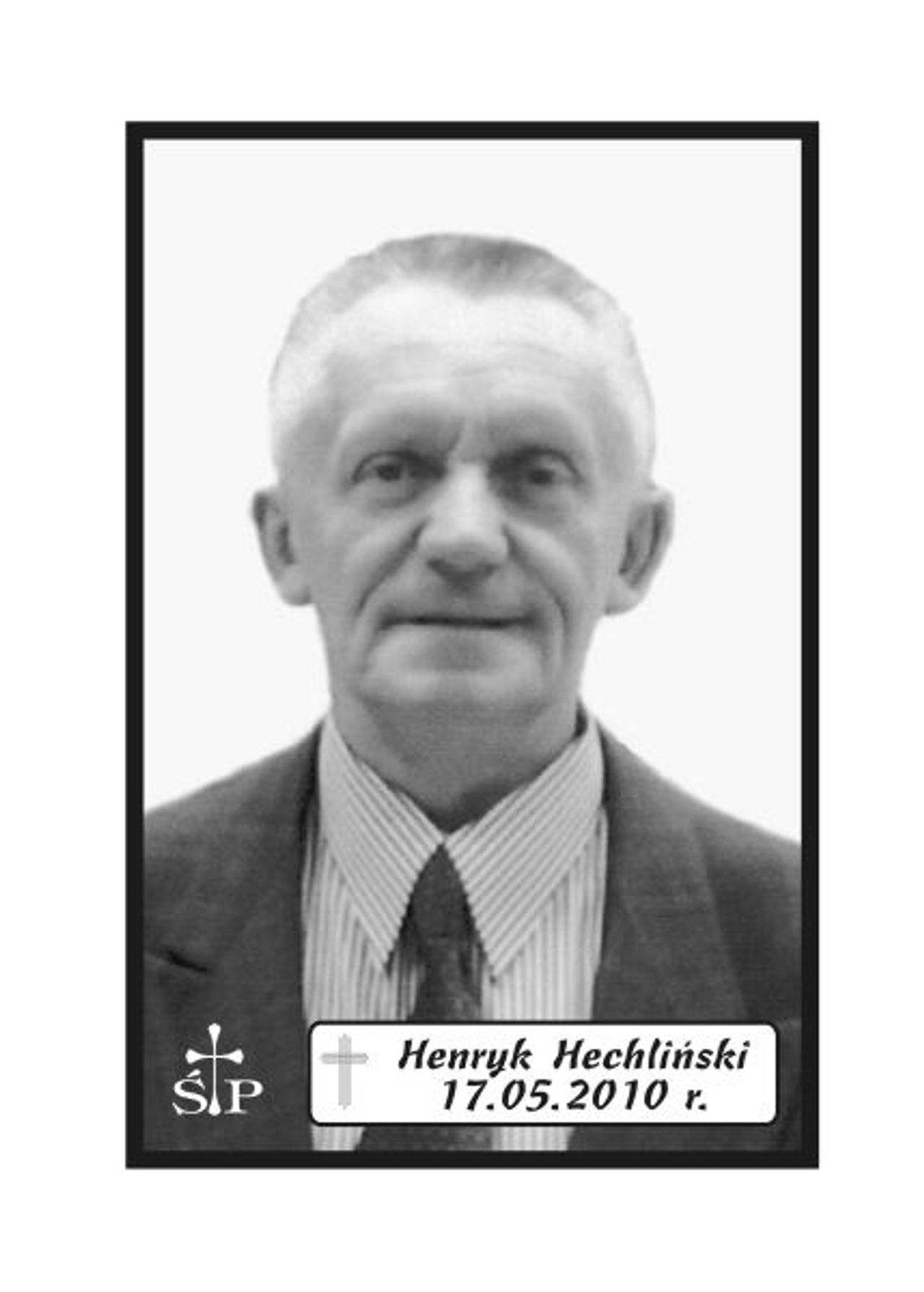 <p>Z głębokim żalem zawiadamiamy, że 17 maja 2010 r. zmarł Nasz Przyjaciel śp. Henryk Hechliński (Rulewicz Faliński). Ceremonia pogrzebowa rozpocznie się w piątek, 21 maja 2010 r. o godz. 11.45 w sali ceremonialnej Domu Pogrzebowego „Wrotniewscy” przy ul. Różanej 8 w Koszalinie. Mikrobus z domu pogrzebowego na cmentarz podjedzie pod „Wejscie E”. Przyjaciele.</p>