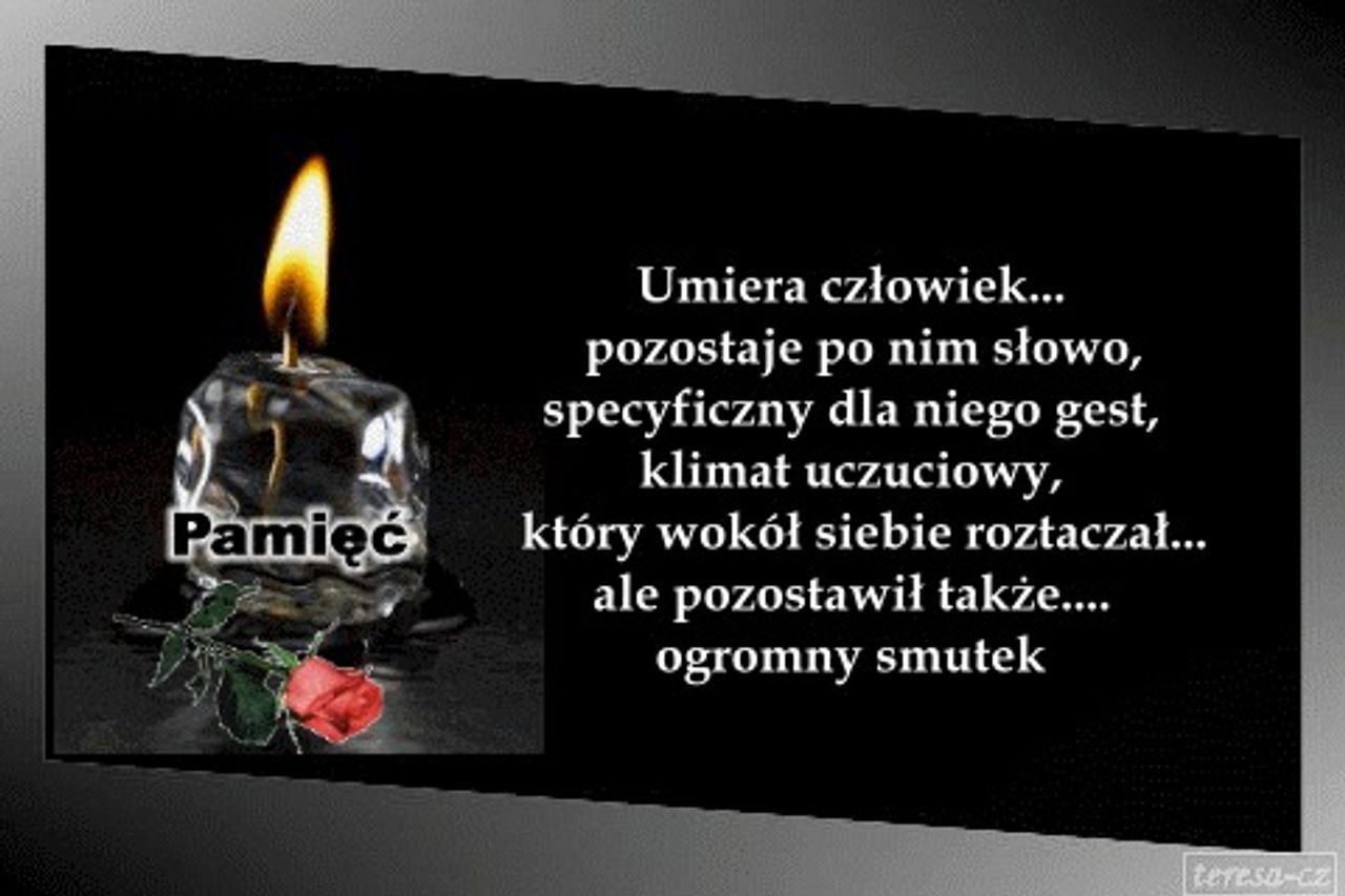 <p>Z głębokim żalem i smutkiem żegnamy zmarłą</p>
<p>Grażynę Garlicką</p>
<p>oddaną pacjentom pielęgniarkę Oddziału Ortopedii<br />Wojewódzkiego Szpitala Specjalistycznego we Wrocławiu<br />Ośrodka Badawczo-Rozwojowego.</p>
<p>Rodzinie i Najbliższym<br />składamy wyrazy głębokiego współczucia.</p>
<p>Dyrektor i pracownicy Wojewódzkiego Szpitala Specjalistycznego we Wrocławiu<br />Ośrodka Badawczo-Rozwojowego</p>