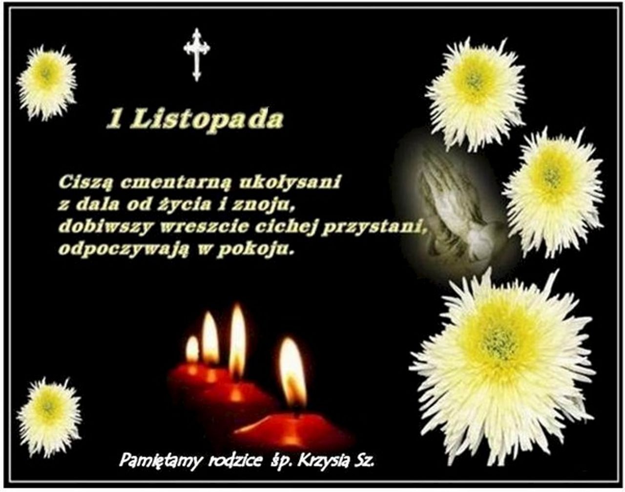 <p>Ze smutkiem zawiadamiamy,<br />że 26 września 2014r.<br />odeszła od nas nagle w wieku 60 lat,<br />kochana Żona, Córka, Mama, Teściowa,<br />Babcia, Siostra i Ciocia</p>
<h4>śp.<br />Maria Jagiełowicz</h4>
<p>Pogrzeb odbędzie się w poniedziałek 29 września 2014r.<br />o godz. 10.30 na cmentarzu komunalnym (nowym)<br />przy ul. Wrocławskiej w Zielonej Górze</p>
<p>Pogrążona w żałobie<br />rodzina</p>
