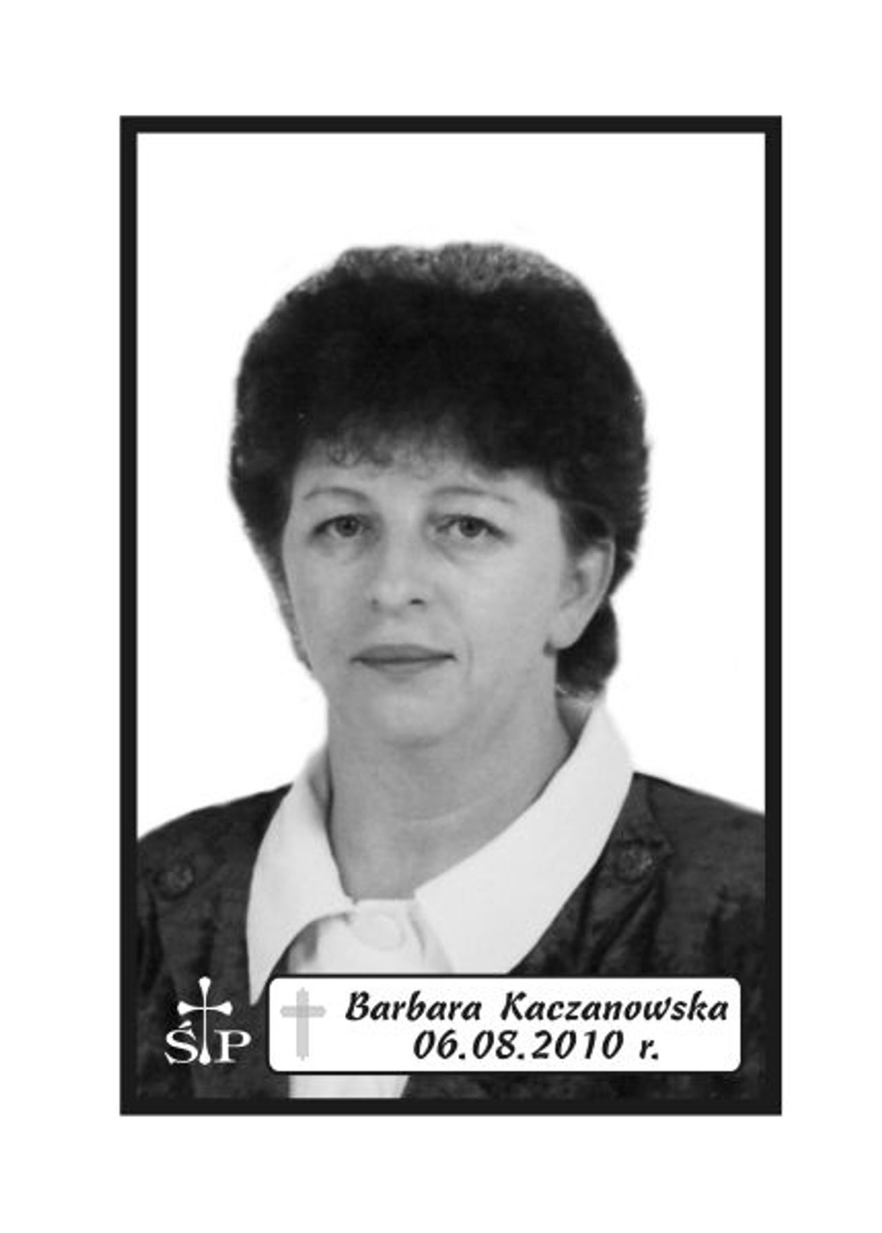<p>Z głębokim żalem zawiadamiamy, że 6 sierpnia 2010 r. odeszła od nas Kochana Żona, Mama, Córka i Siostra śp. Barbara Kaczanowska Z domu Milka. Ceremonia pogrzebowa rozpocznie się mszą świętą żałobną odprawioną w czwartek, 12 sierpnia 2010 r. o godz. 10.00 w Kościele pw. Ducha Świetego w Koszalinie. Po mszy nastąpi wyprowadzenie na cmentarz w Koszalinie Wejście „A” ( główne). Rodzina.</p>