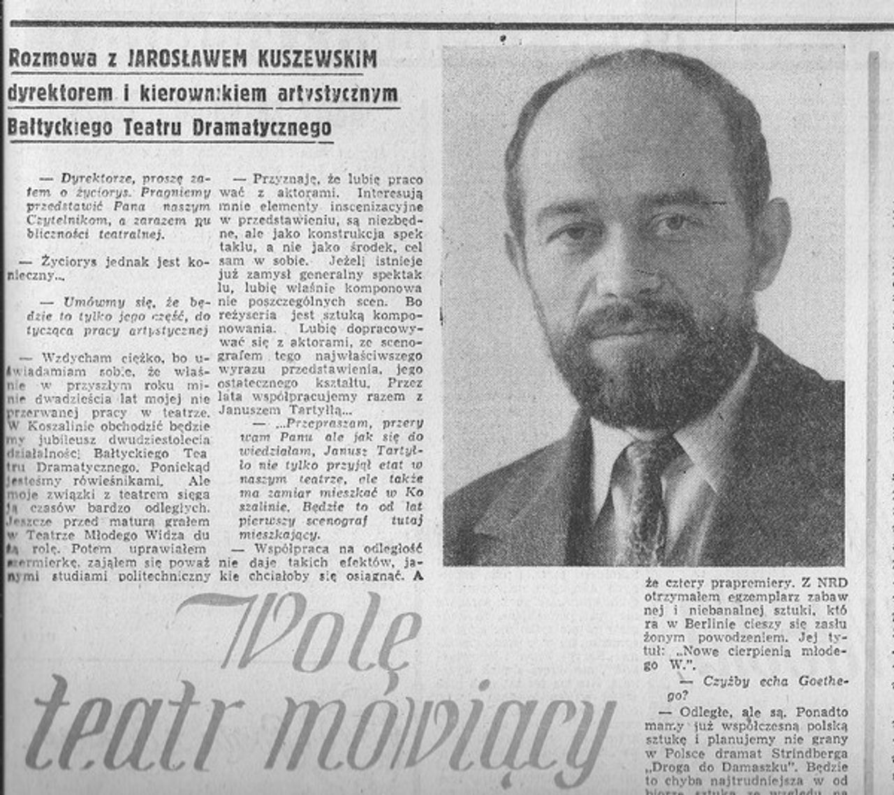 <p>Z głębokim żalem zawiadamiamy,<br />że w dniu 27 lipca 2016 r. odszedł w wieku 80 lat<br />nasz ukochany Mąż, Ojciec i Dziadek<br />Jarosław Kuszewski<br />aktor i reżyser<br />Uroczystość pogrzebowa odbędzie się<br />w dniu 30 lipca 2016 r. (sobota) o godz. 16.30<br />na Cmentarzu Komunalnym w Rumi przy ul. Górniczej.<br />Rodzina</p>