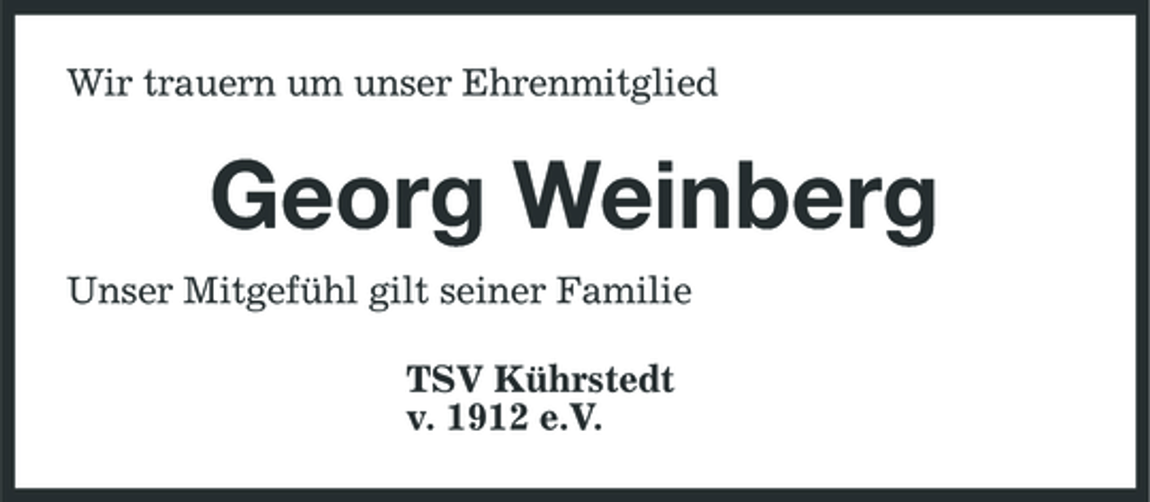 <p>Wir trauern um unser Ehrenmitglied</p><p>Georg Weinberg<br />Unser Mitgefühl gilt seiner Familie TSV Kührstedt v. 1912 e.V.</p>
