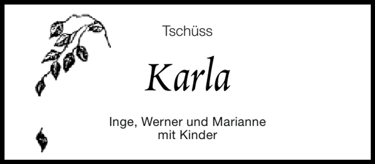 <p>Tschüss</p><p>Karla<br />Inge, Werner und Marianne<br />mit Kinder</p>