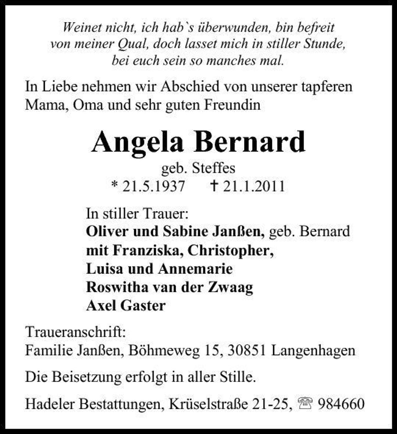 <p>Angela Bernard</p>