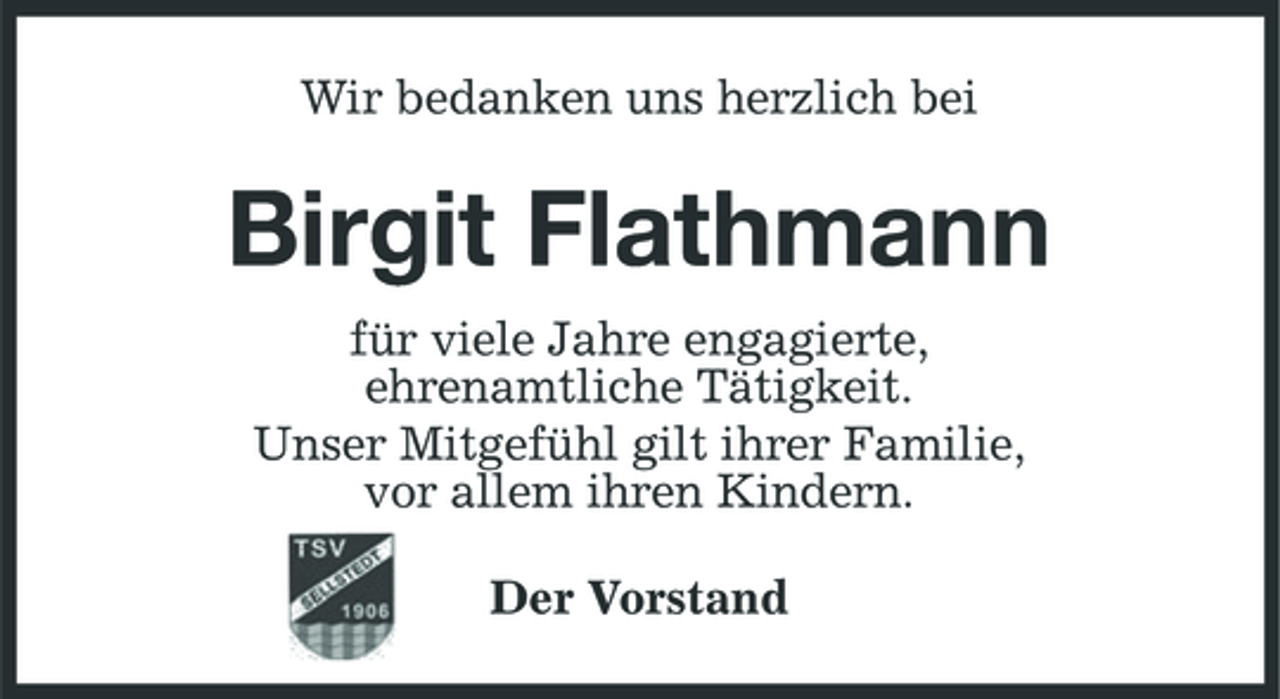 <p>Wir bedanken uns herzlich bei</p><p>Birgit Flathmann<br />für viele Jahre engagierte, ehrenamtliche Tätigkeit. Unser Mitgefühl gilt ihrer Familie, vor allem ihren Kindern. Der Vorstand</p>