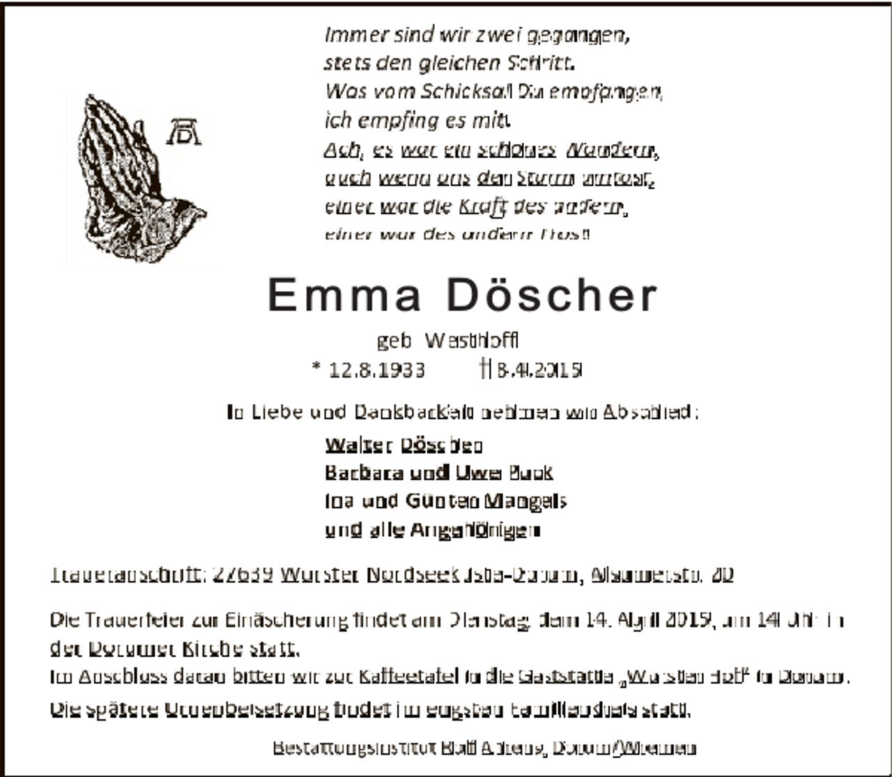 <p>E m ma Dös c h e r</p>