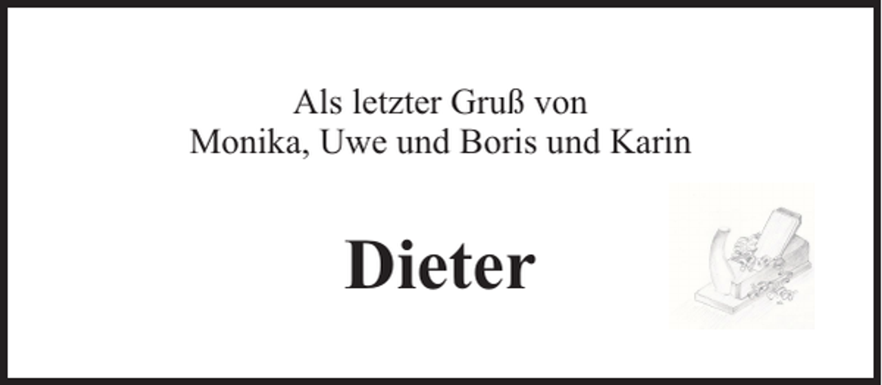 <p>Als letzter Gruß von<br />Monika, Uwe und Boris und Karin</p><p>Dieter</p>