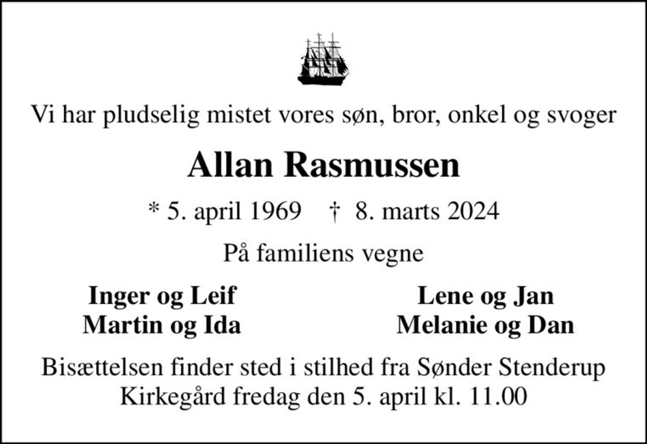 Allan Rasmussen | Danmarks største medie for mindesider og dødsannoncer