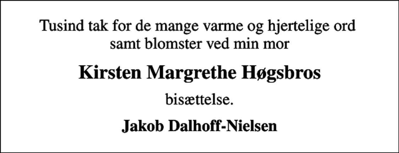 <p>Kirsten Margrethe Høgsbros<br />bisættelse.<br />Jakob Dalhoff-Nielsen</p>