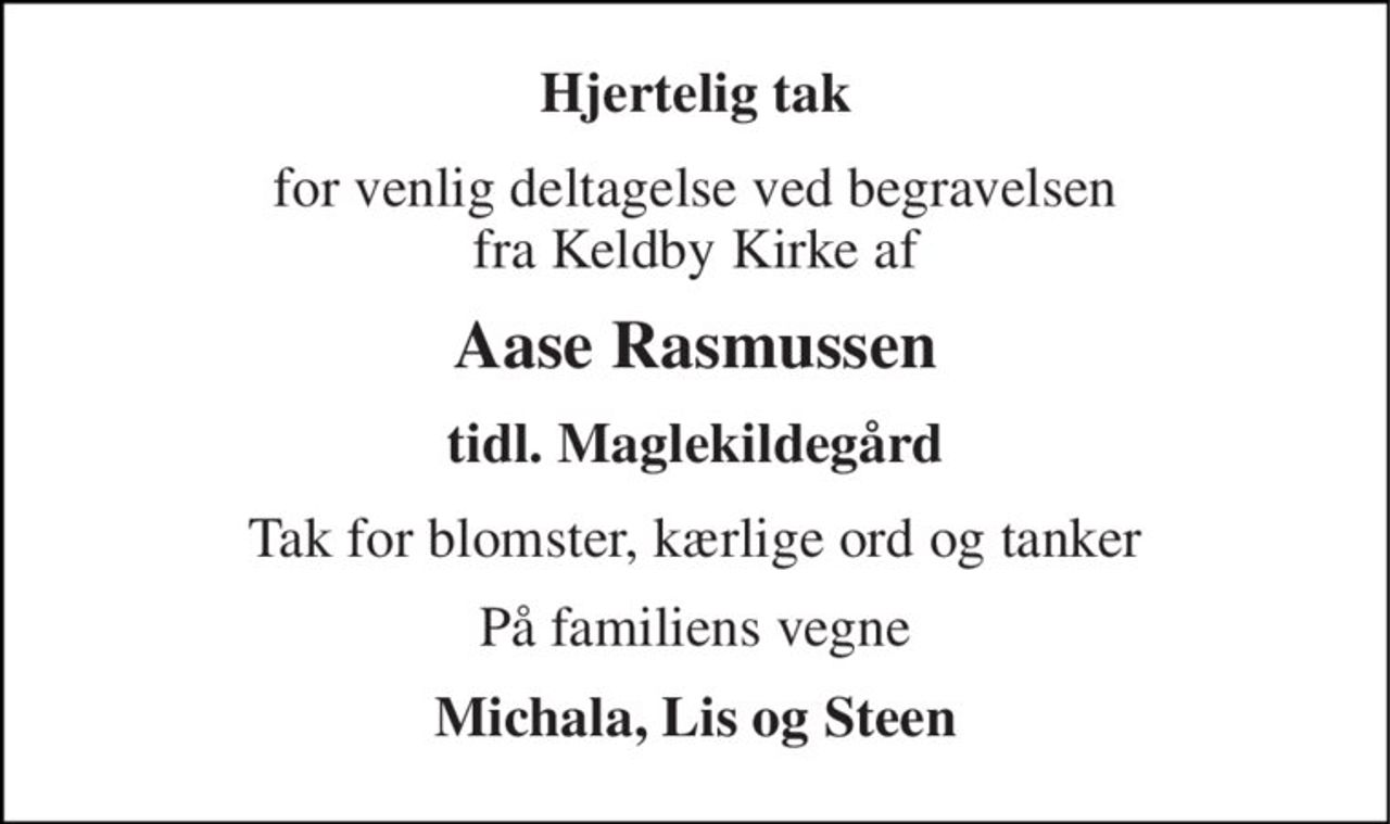 Aase Emma Kirstine Rasmussen | Danmarks største medie for mindesider og ...