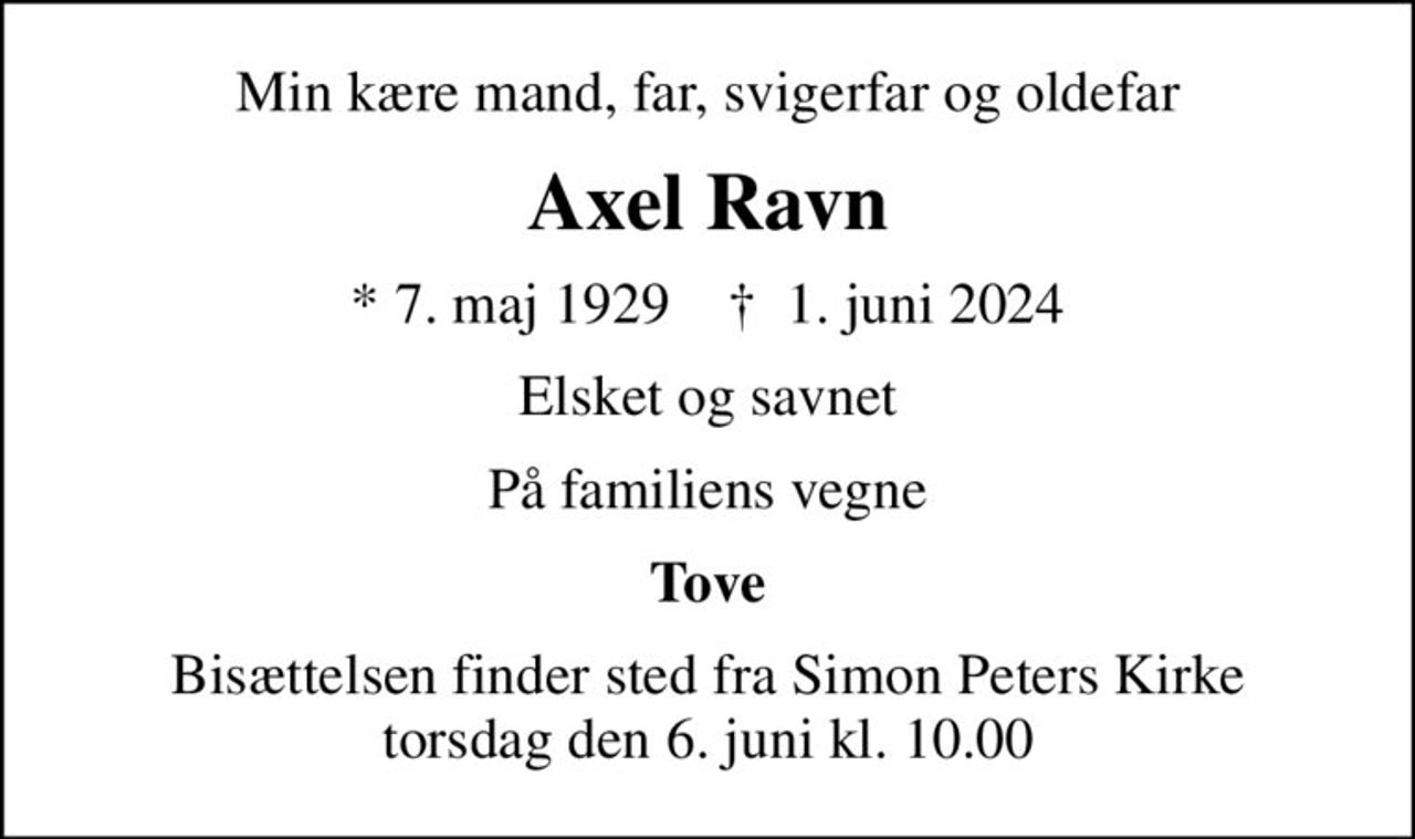 Axel Ravn | Danmarks største medie for mindesider og dødsannoncer