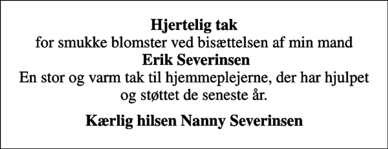 <p>Kærlig hilsen Nanny Severinsen</p>