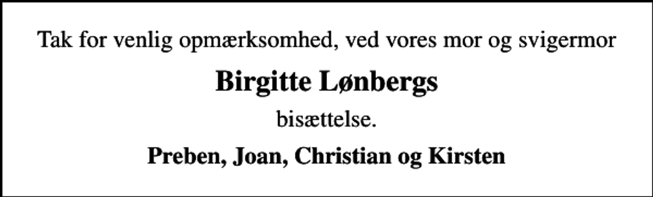 <p>Birgitte Lønbergs<br />bisættelse.<br />Preben, Joan, Christian og Kirsten</p>