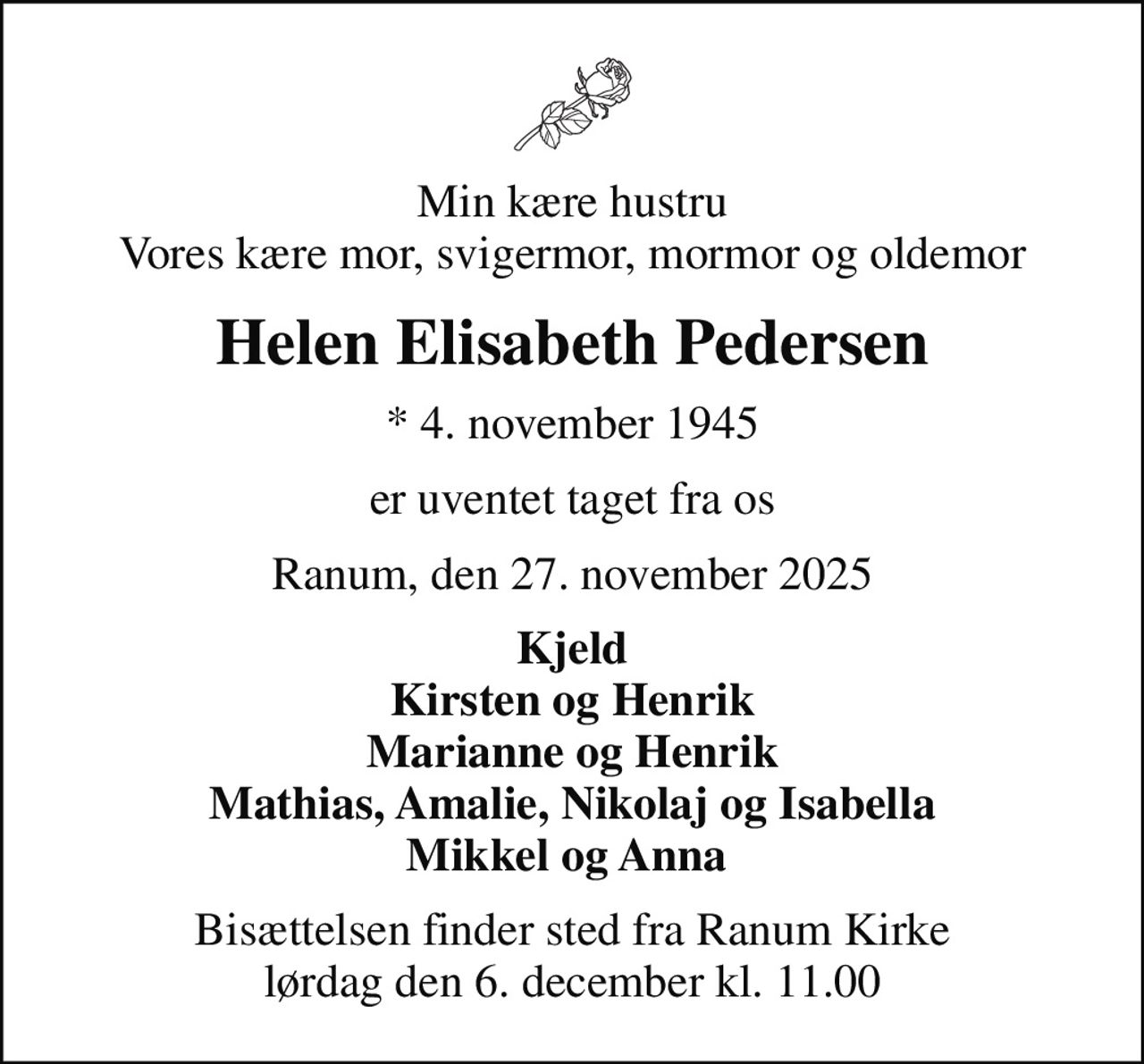 Helen Elisabeth Pedersen | Danmarks største medie for mindesider og ...