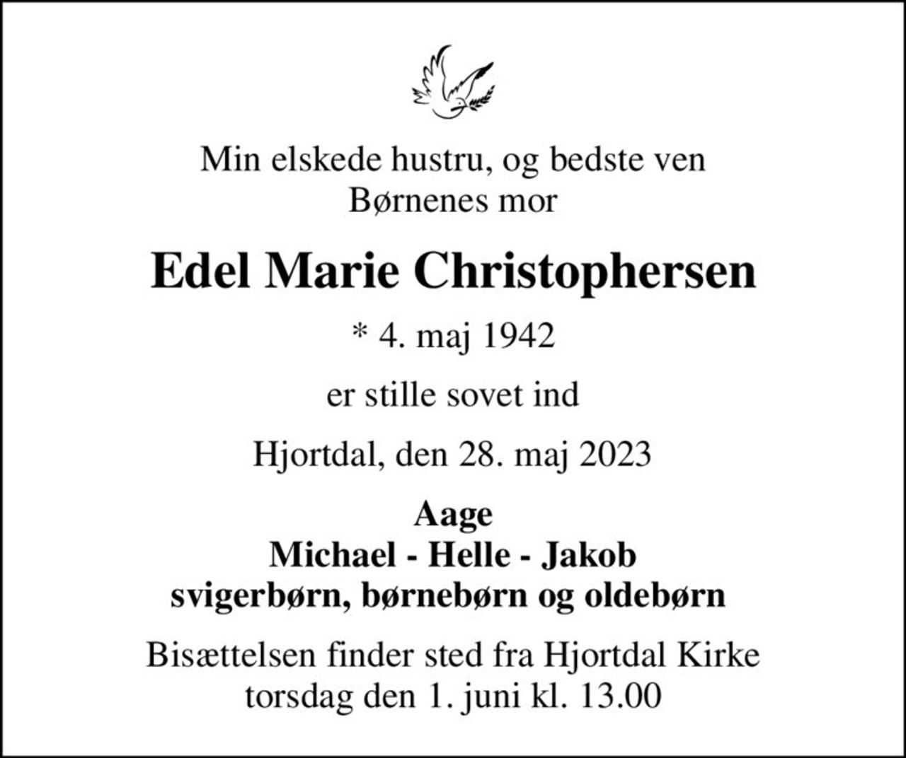 Edel Marie Christophersen | Danmarks største medie for mindesider og ...