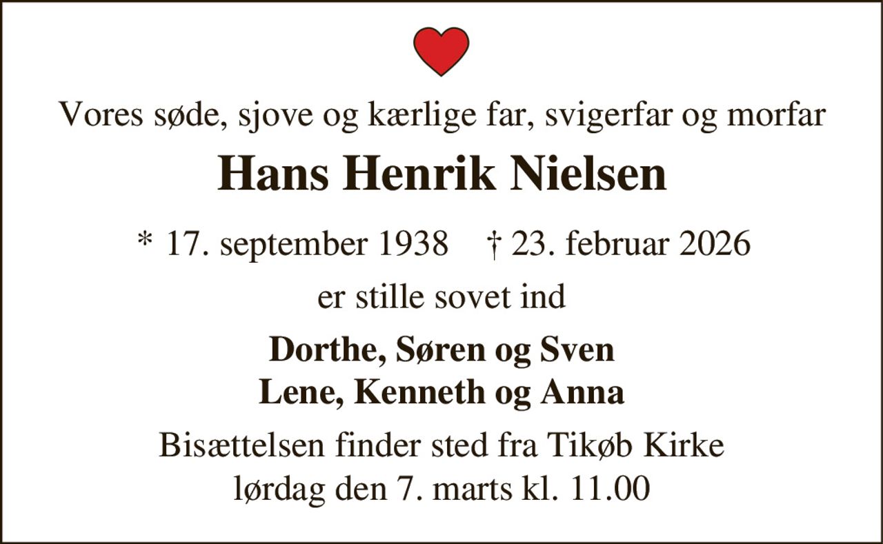 Hans Henrik Nielsen 
* 17. september 1938 
✝ 23. februar 2026