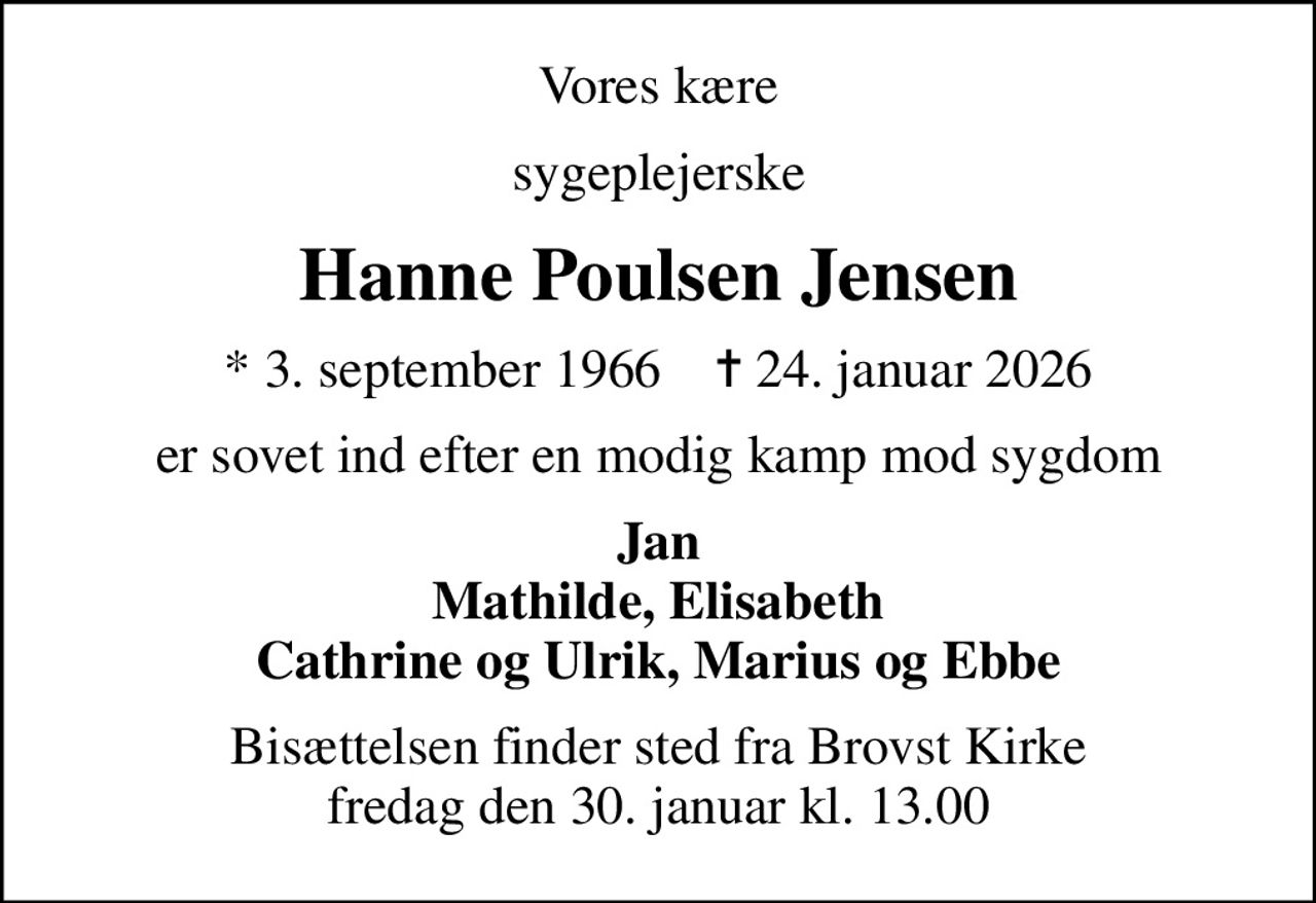 Hanne Poulsen Jensen | Danmarks største medie for mindesider og ...