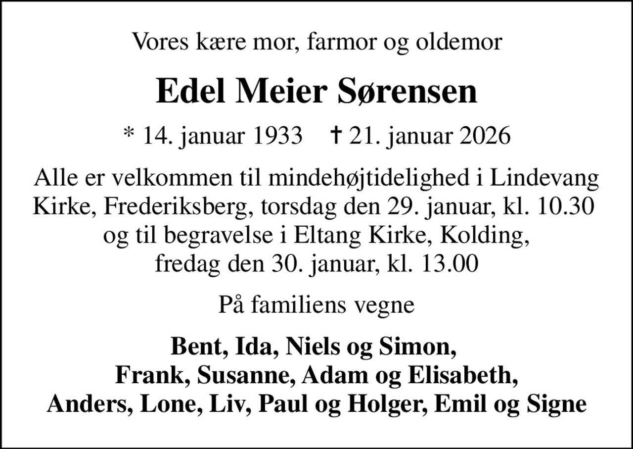 Edel Meier Sørensen | Danmarks største medie for mindesider og dødsannoncer