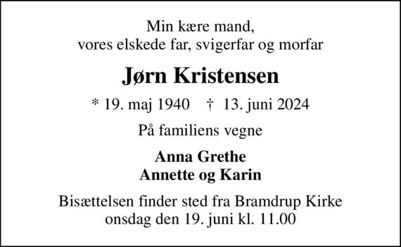 Jørn Kristensen Dødsannoncer i Danmark