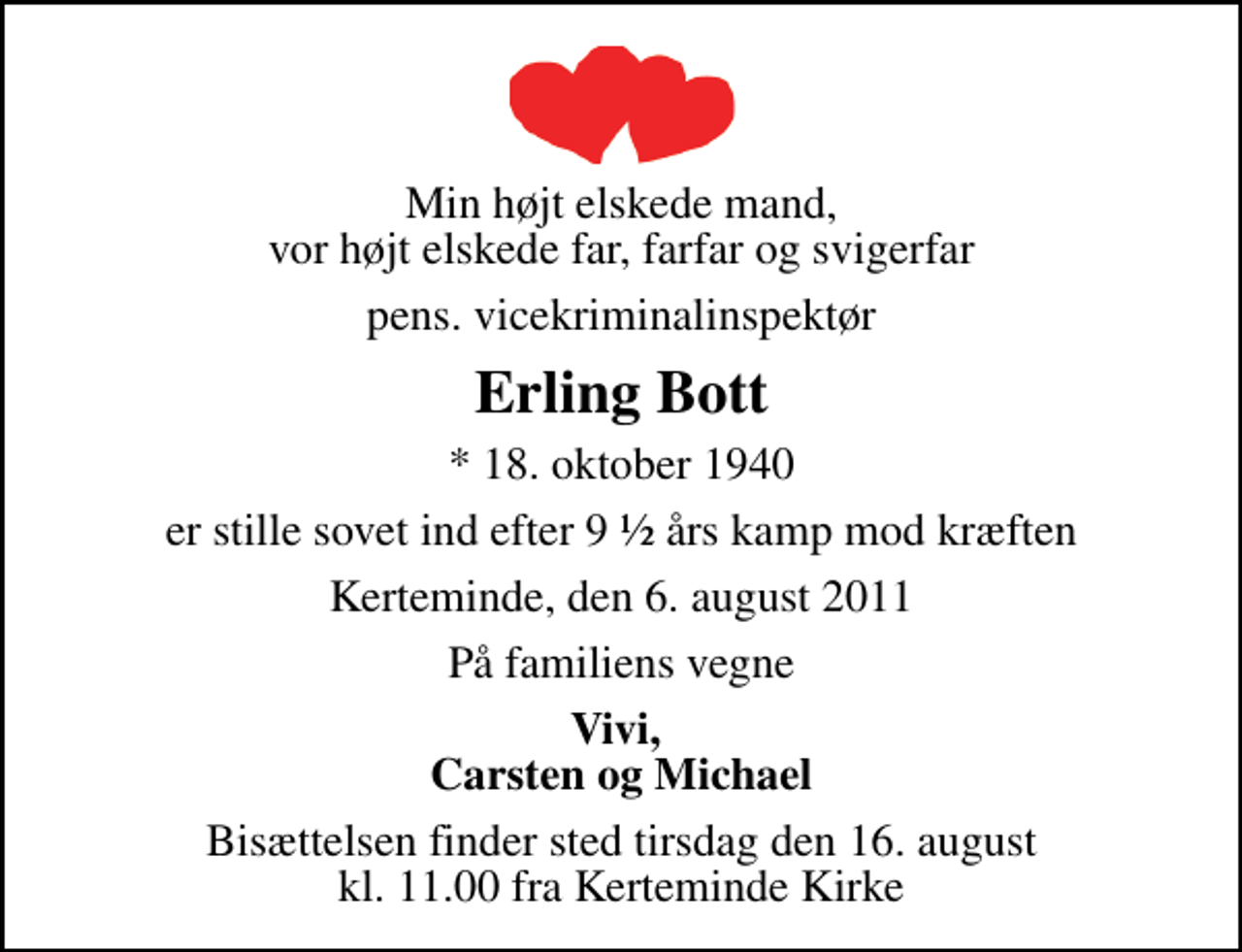 Erling Bott | Danmarks største medie for mindesider og dødsannoncer