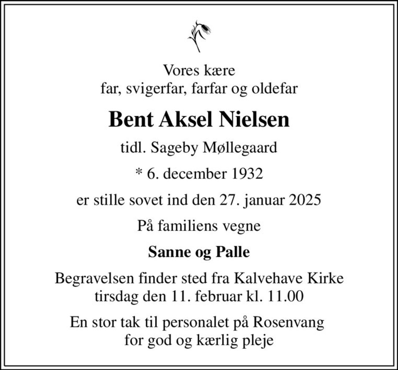 Bent Aksel Nielsen | Danmarks største medie for mindesider og dødsannoncer
