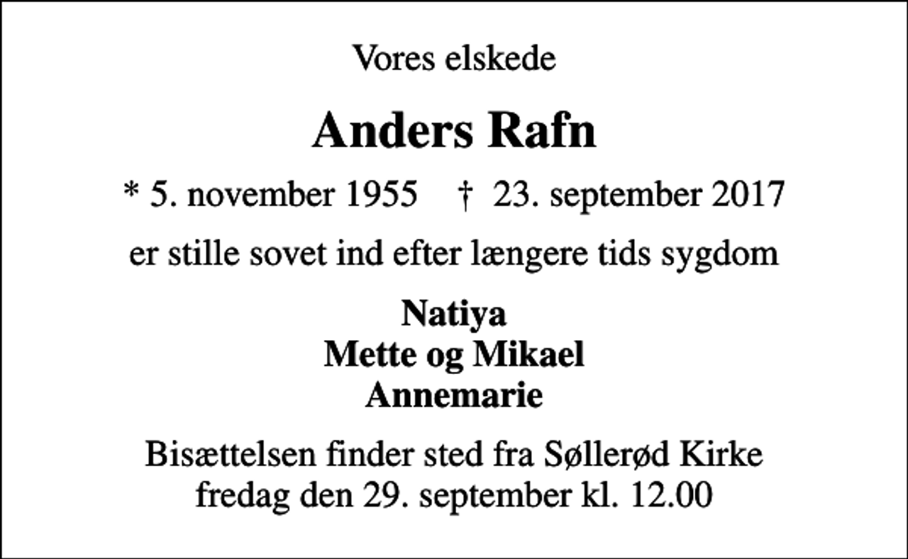 Anders Rafn | Danmarks største medie for mindesider og dødsannoncer