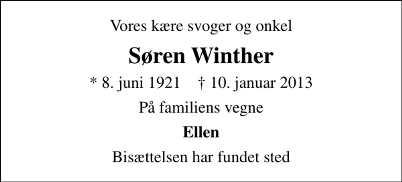 Søren Winther | Danmarks største medie for mindesider og dødsannoncer