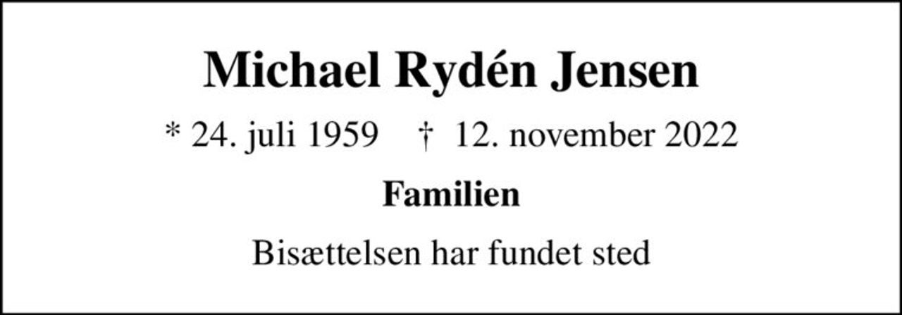 Michael Ryden Jensen | Danmarks største medie for mindesider og ...