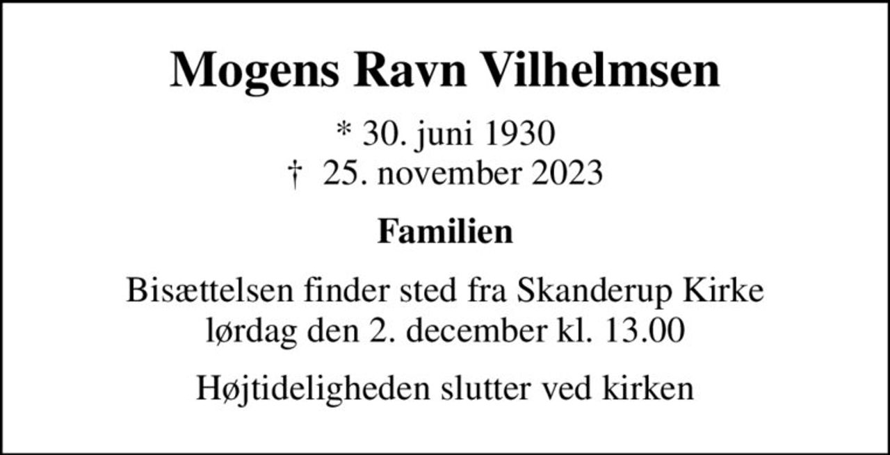 Mogens Ravn Vilhelmsen | Danmarks største medie for mindesider og ...