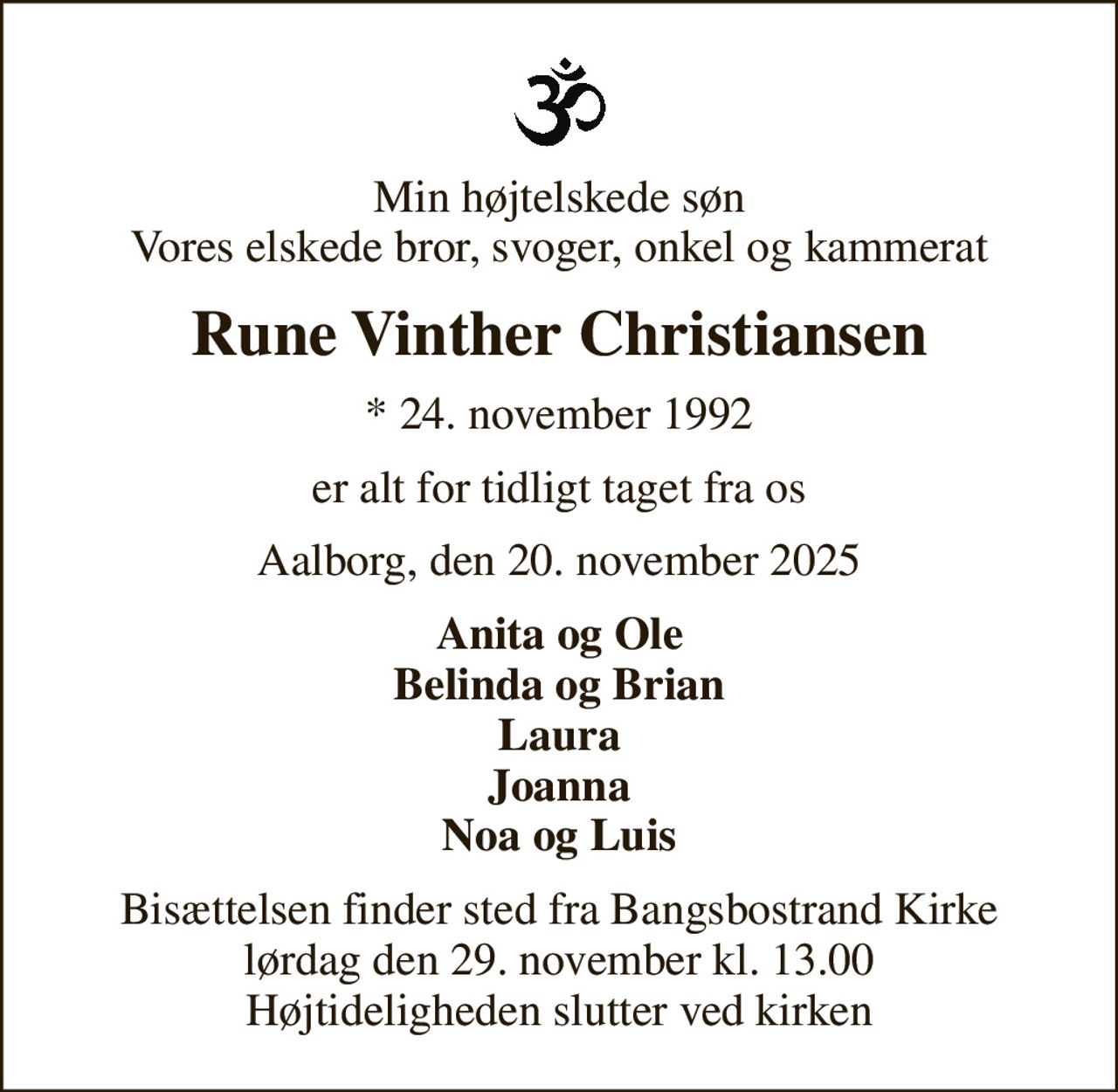 Rune Vinther Christiansen | Danmarks største medie for mindesider og ...