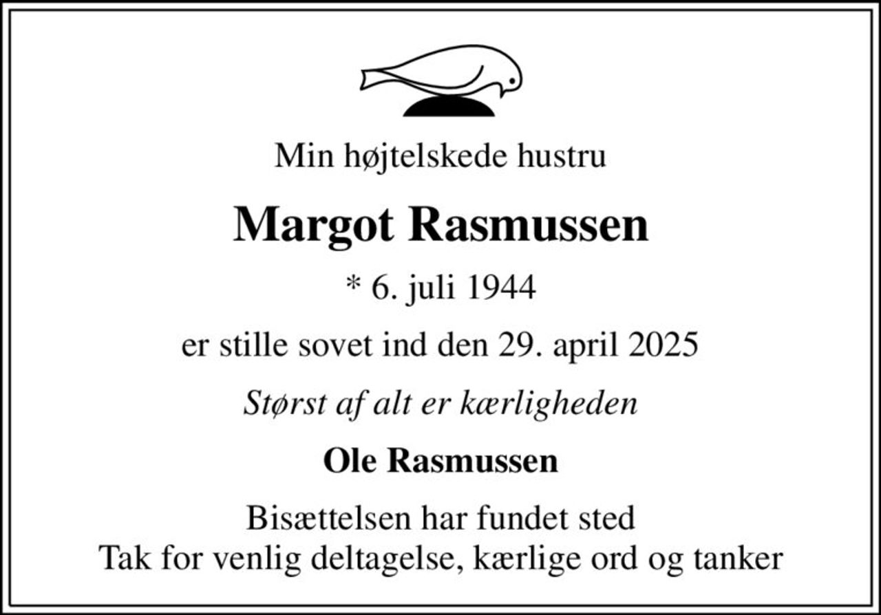 Margot Anne Rasmussen | Danmarks største medie for mindesider og ...