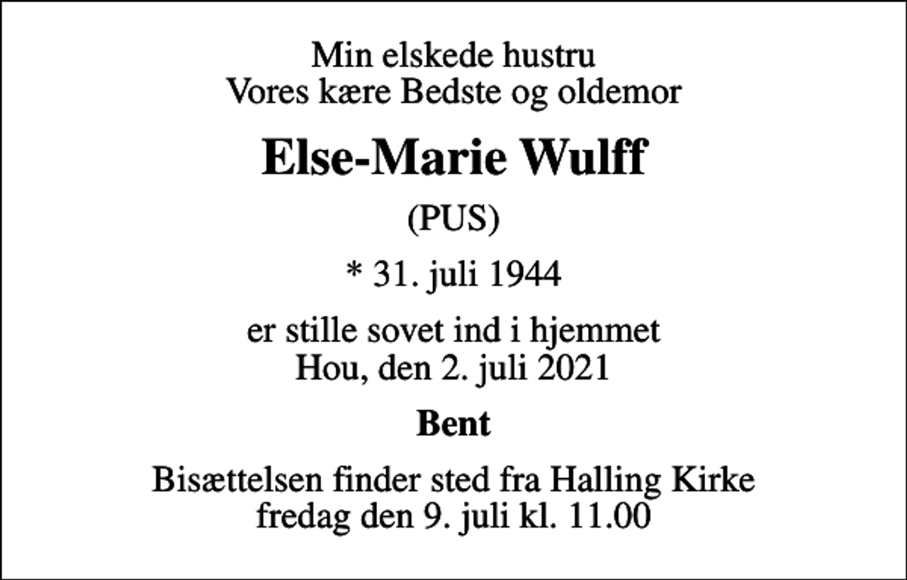 Else-Marie Wulff | Danmarks største medie for mindesider og dødsannoncer