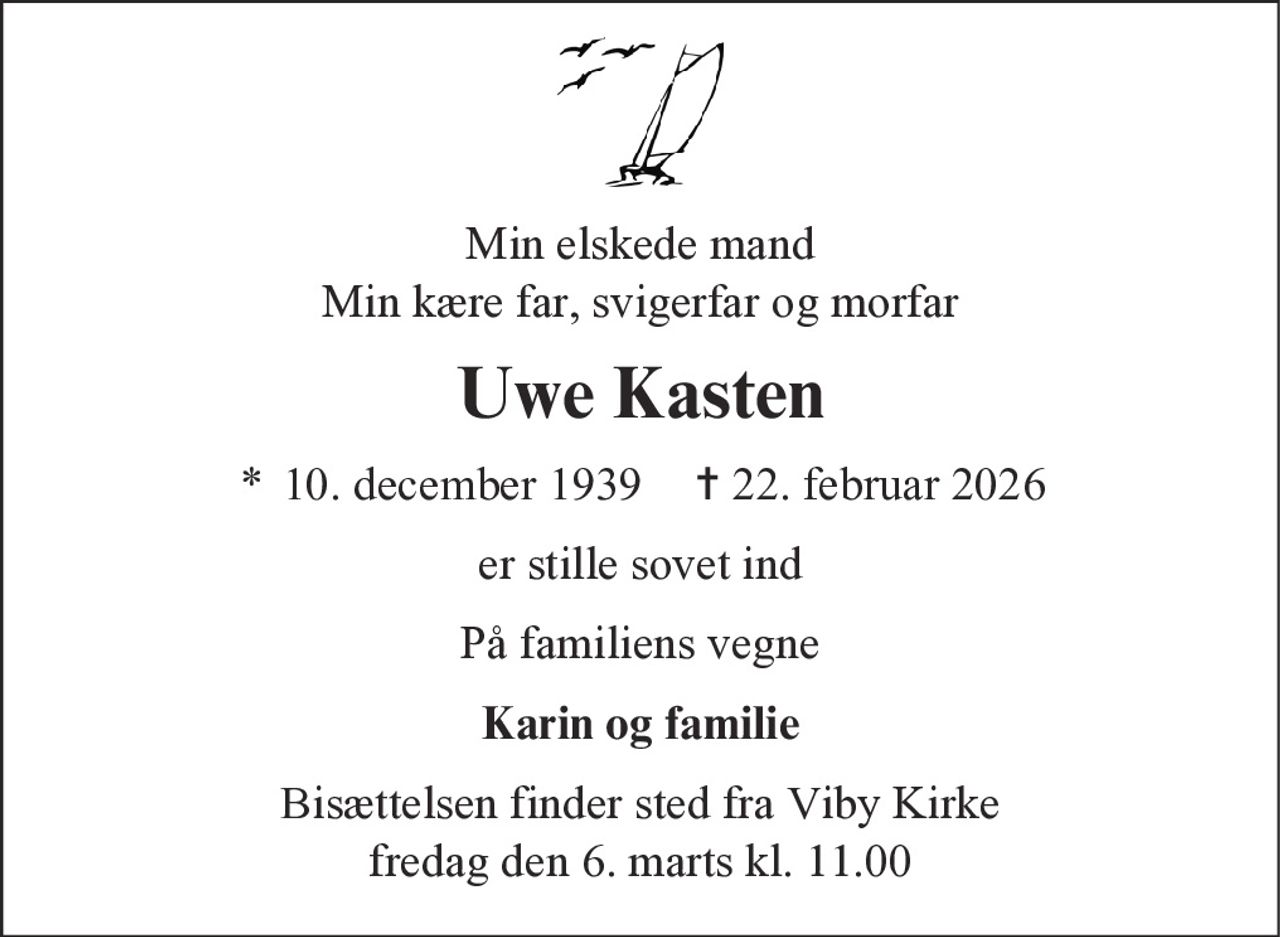 Uwe Kasten 
* 10. december 1939 
✝ 22. februar 2026