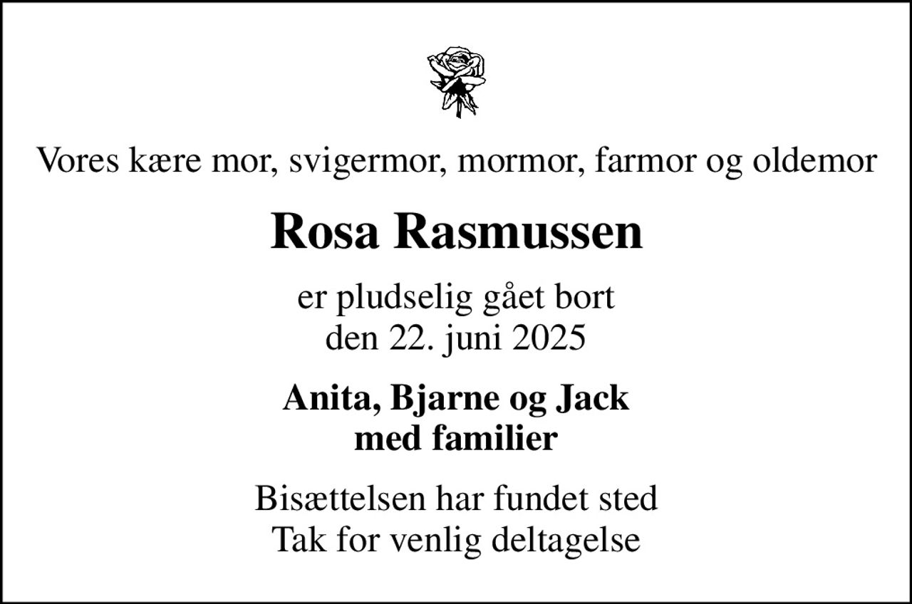 Ester Rosa Rasmussen | Danmarks største medie for mindesider og ...