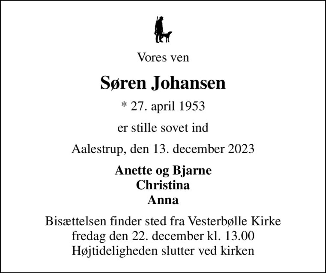 Søren Johansen | Danmarks største medie for mindesider og dødsannoncer