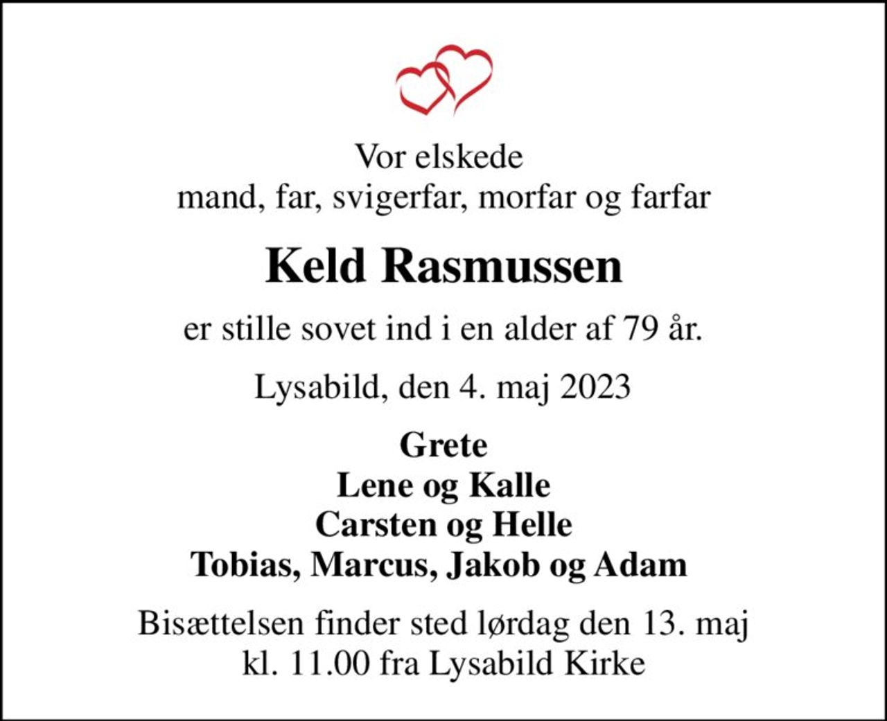 Keld Rasmussen | Dødsannoncer i Danmark