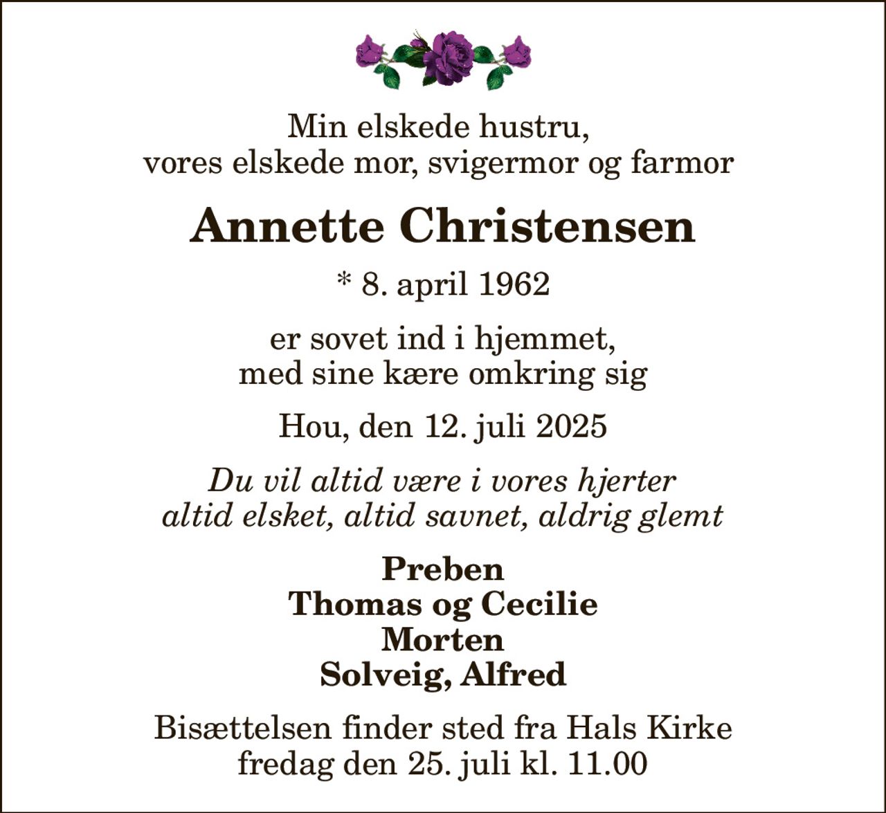 Annette Christensen D dsannoncer I Danmark