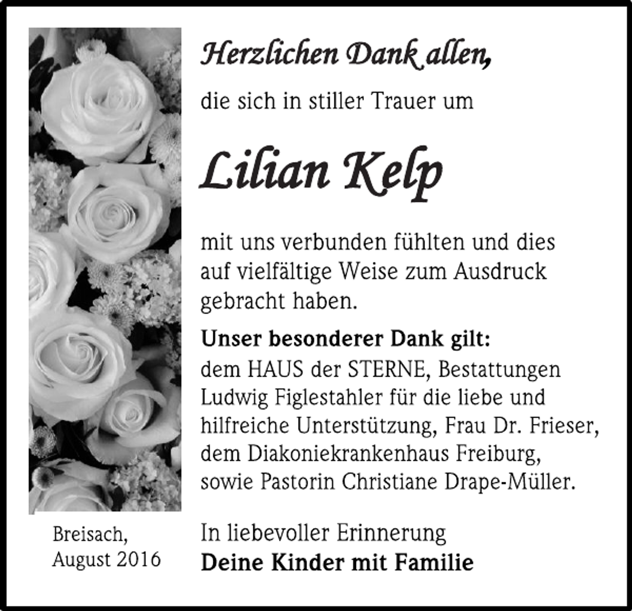 <p>Herzlichen Dank allen</p><p>Lilian Kelp</p>