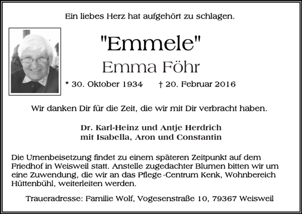 <p>Emma Föhr</p><p>Dr. Karl-Heinz und Antje Herdrich<br />mit Isabella, Aron und Constantin</p>