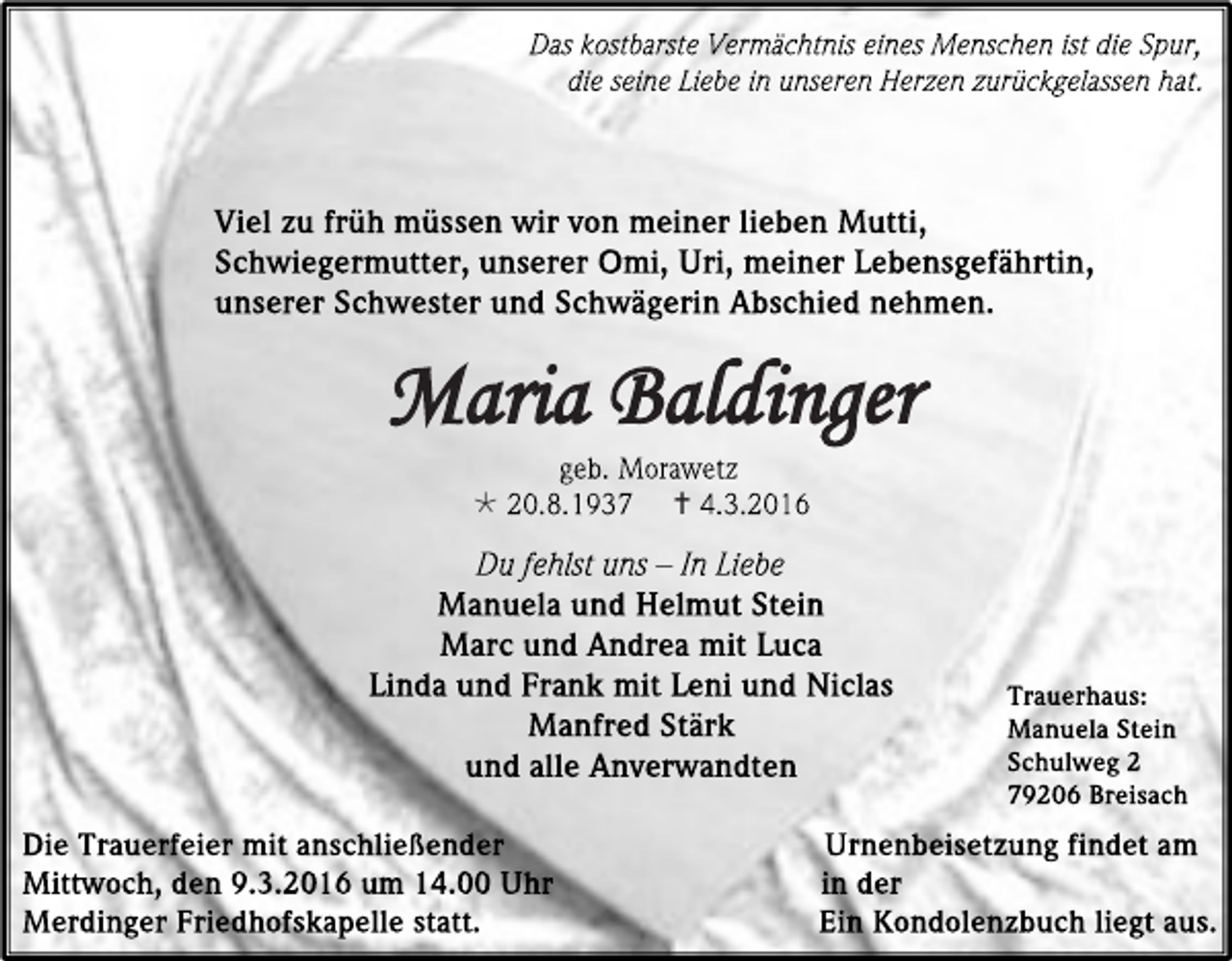 <p>Maria Baldinger<br /></p><p></p>