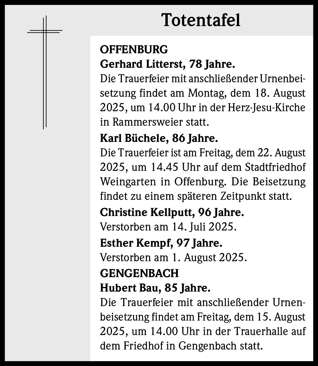 Totentafel