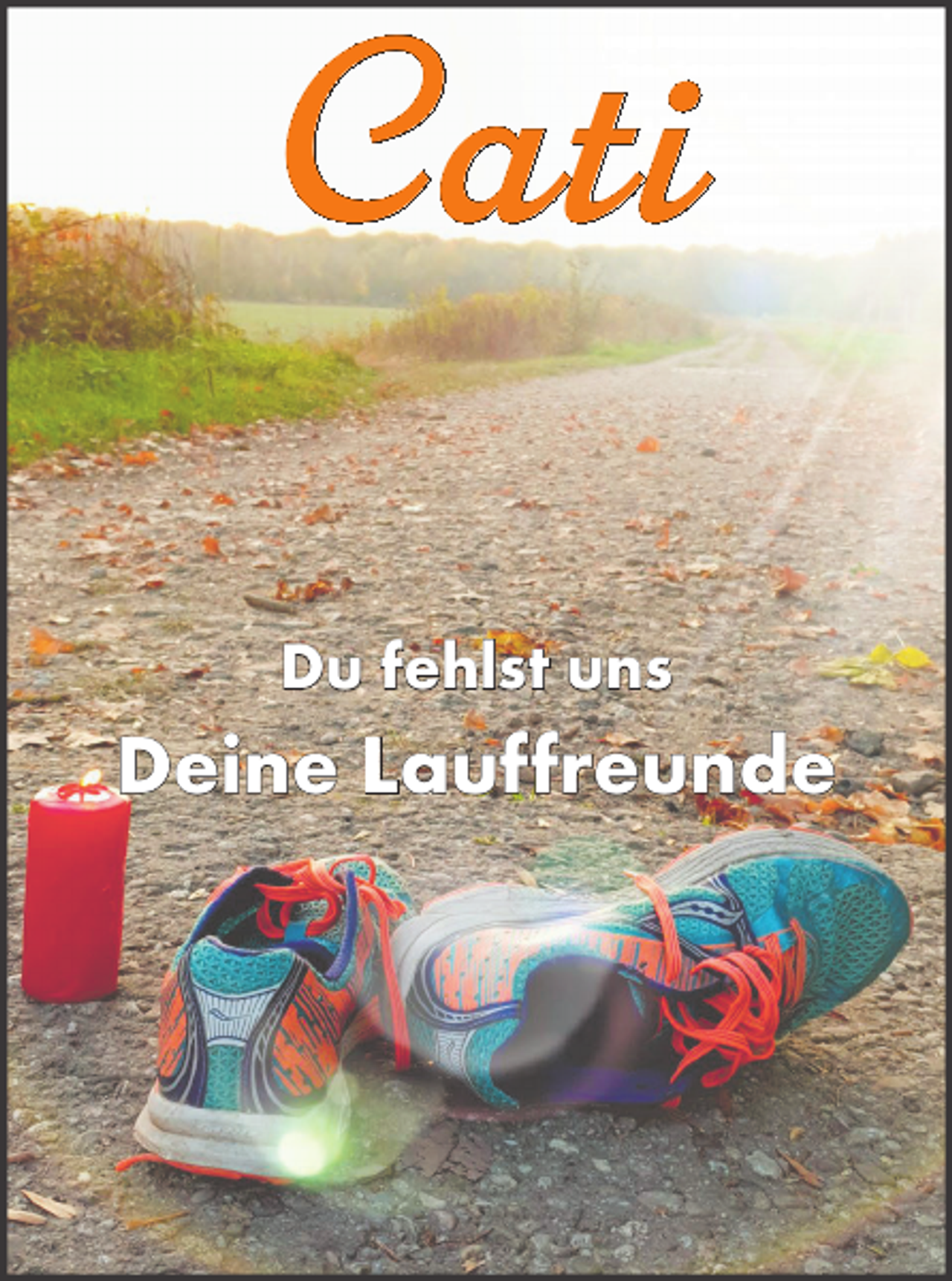 <p>Cati<br />Du fehlst uns</p><p>Deine Lauffreunde</p>