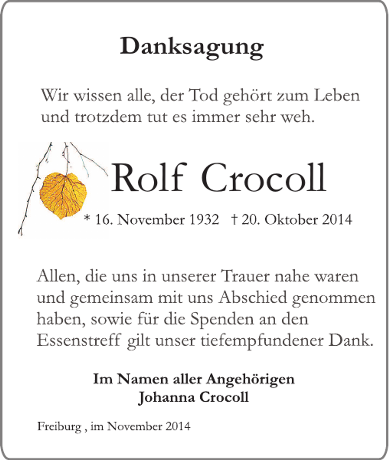 <p>Danksagung</p><p>Rolf Crocoll</p>