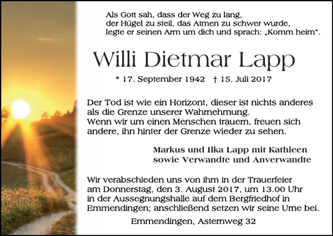<p>Willi DiDietmar<br />Willi<br />et m ar L Lapp<br />app</p><p>M a r k u s uund<br />Markus<br />n d IlIlka<br />k a LLapp<br />a p p mit<br />mit Kathleen<br />K at hl e e n<br />ssowie<br />o wi e Verwandte<br />V e r w a n dt e und<br />u n d Anverwandte<br />A n v e r w a n dt e</p>