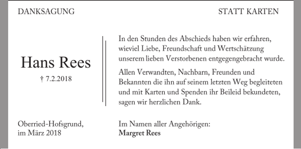 <p>Hans Rees<br />† 7.2.2018</p>