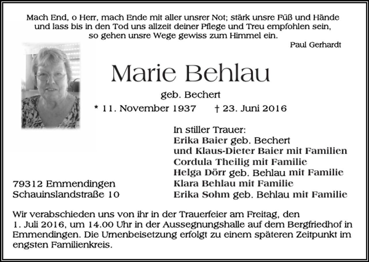 <p>Marie Behlau<br />Erika Baier<br />und Klaus-Dieter Baier mit Familien<br />Cordula Theilig mit Familie<br />mit Familie<br />Helga Dörr<br />Klara Behlau mit Familie<br />mit Familie<br />Erika Sohm</p>