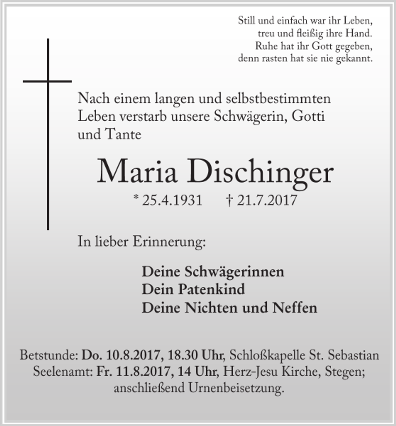 <p>Deine Schwägerinnen<br />Dein Patenkind<br />Deine Nichten und Neffen</p>