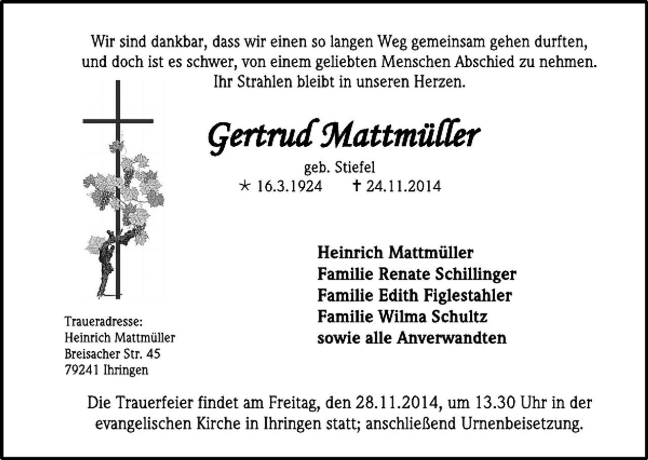 <p>Gertrud Mattmüller<br /></p><p></p>
