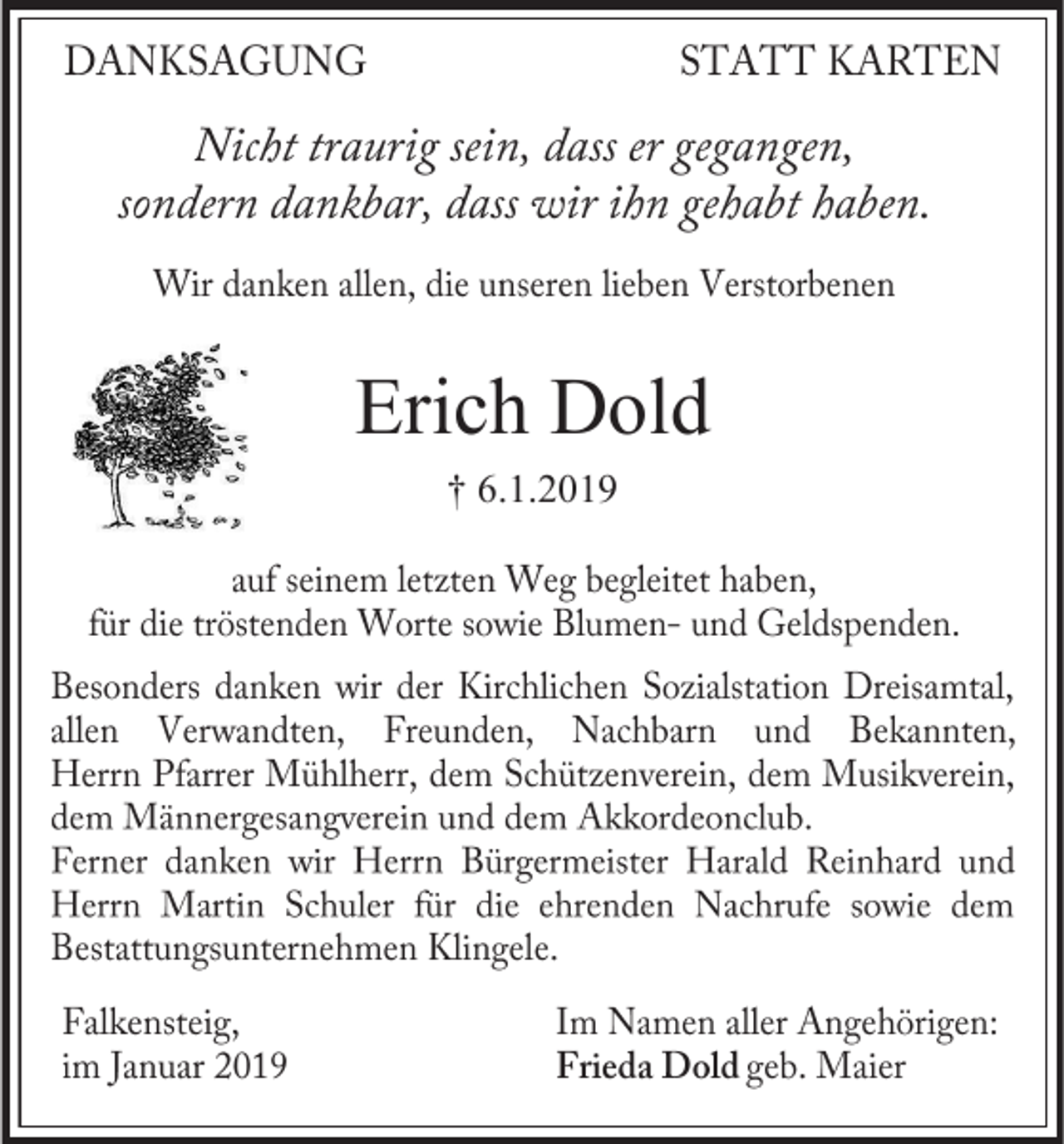 <p>Erich Dold<br />† 6.1.2019</p>